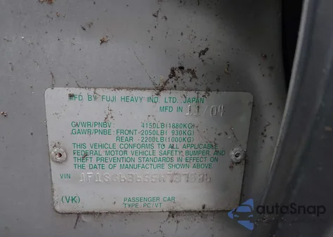 2005 Subaru Forester 2.5X z USA, uszkodzony, nr VIN JF1SG63655H737586